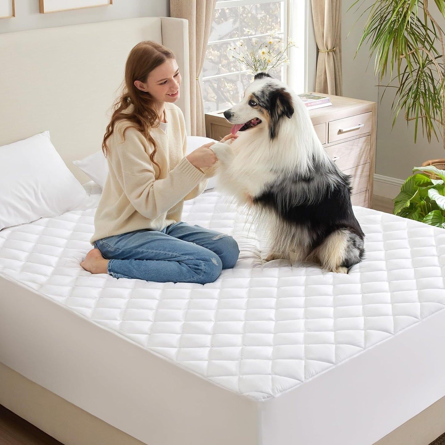 Mattress Protectors Waterproof Quilted Super Soft Cosy Anti Allergy Non Noisy Fitted Mattress Protector