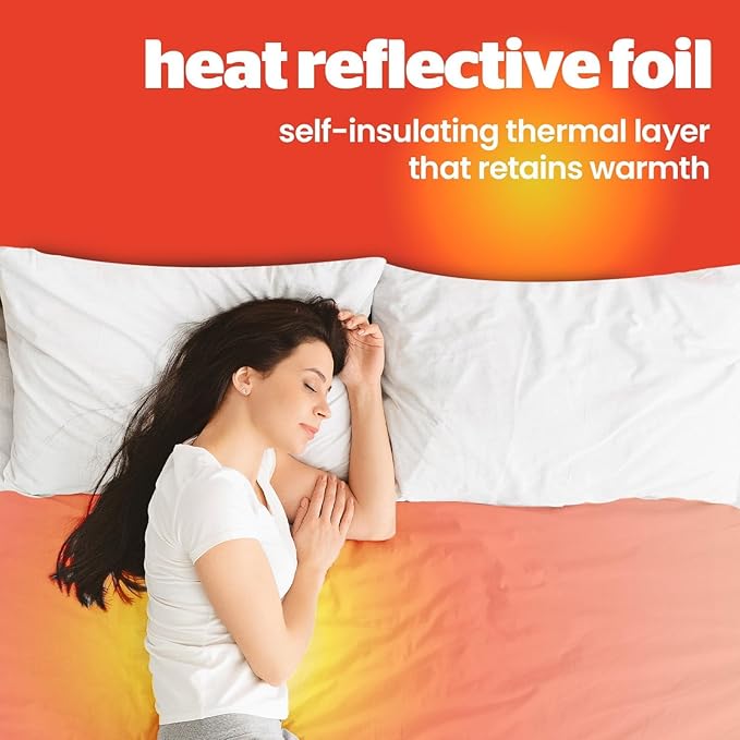 Self Heating Thermal Mattress Topper Warm Cosy Mattress Pad Topper Featuring Heat Reflecting Foil and Thermal Lining to Retain Heat