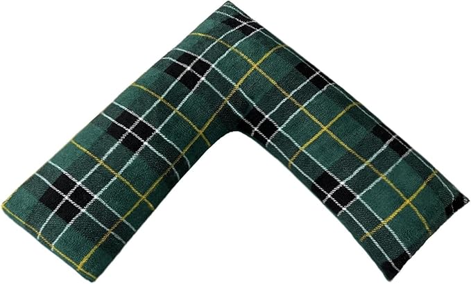 Teddy Tartan Check V Shape Pillow complete pillow or Case for support Maternity Neck Back Soft Warm Plush Cosy Fleece Cover