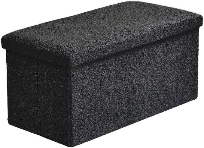 Teddy Bear Storage Box Folding Ottoman Collapsible Toys Square Chest Box