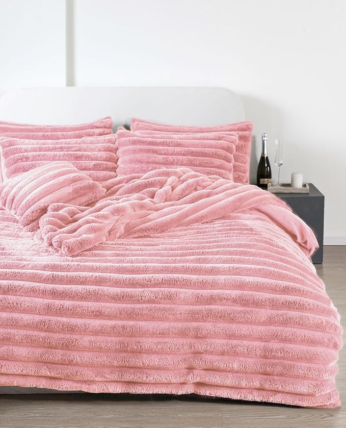 New Big Cord Teddy Fleece Thermal Duvet Cover & Pillow Case Soft Warm Set