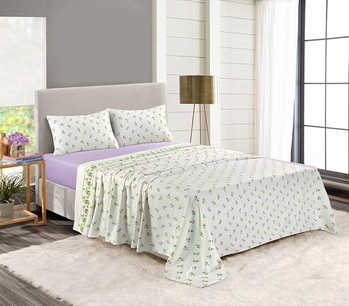 Rosebud Printed Flannelette Thermal Sheet Brushed Cotton Bed Sheet Set