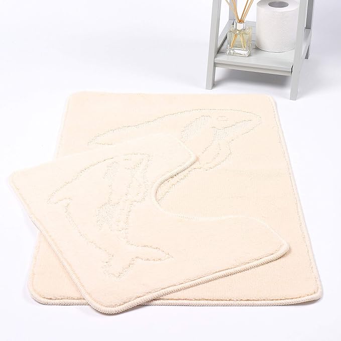 Dolphin Bath Mats Non Slip Bathroom Mats 2 Piece Pedestal and Bath Mat Set Toilet Bathroom Rug