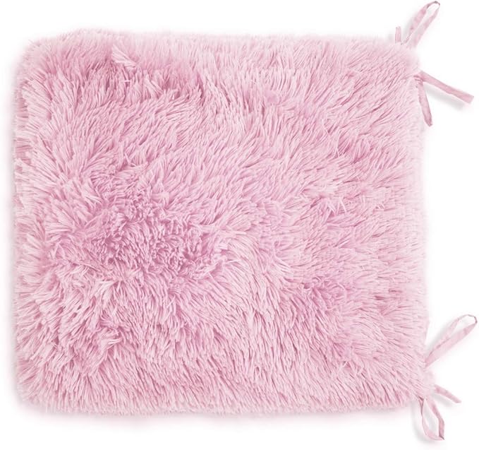 Teddy Fleece Chair Pads – Luxury Reversible Sherpa Seat Cushions with Ties, Super Soft and Fluffy Fur Chair Pads for Dining & Garden Chairs, Removable Covers