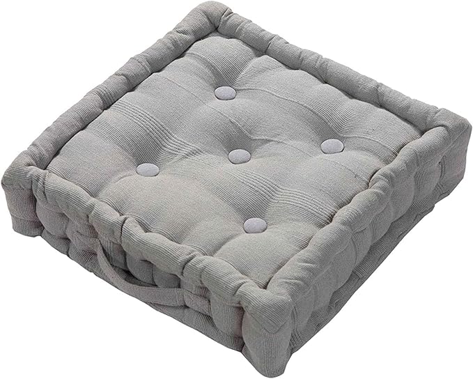 Booster Seat Cushion Pad 100% Cotton Filling Thick Cushion Seat Pads Adults Chair Armchair Garden Black 45cm x 45cm + 10cm Thickness Approximate
