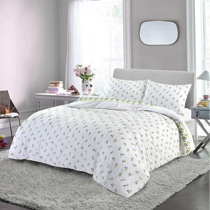 Rosebud Flannelette Duvet Quilt Cover Set Floral Thermal Flannel 100% Brushed Cotton