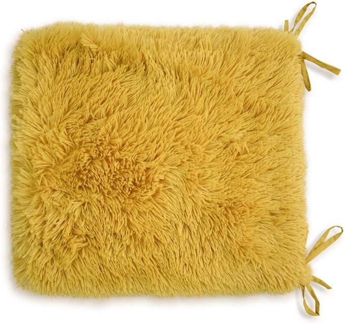 Teddy Fleece Chair Pads – Luxury Reversible Sherpa Seat Cushions with Ties, Super Soft and Fluffy Fur Chair Pads for Dining & Garden Chairs, Removable Covers