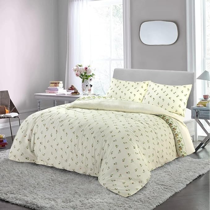 Rosebud Flannelette Duvet Quilt Cover Set Floral Thermal Flannel 100% Brushed Cotton
