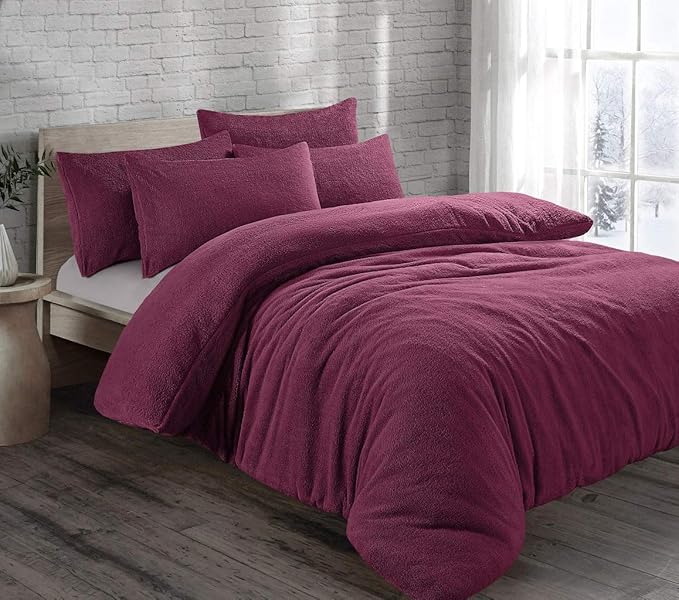 Teddy Bear Fleece Thermal Warm Cosy Soft Fur Duvet Cover Set With Pillow Cases