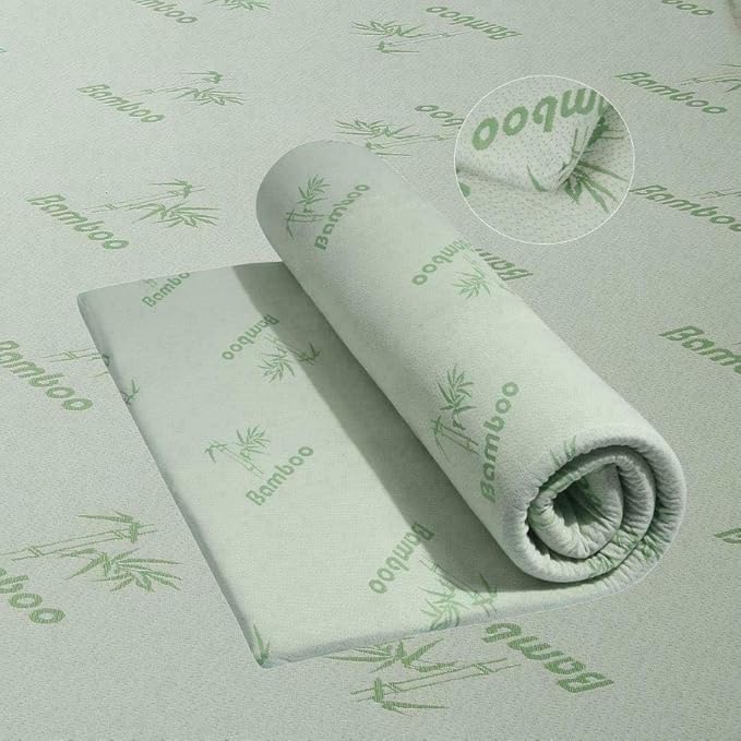 Bamboo Memory Foam Mattress Topper Removable Zip Cover Extra Soft Antibacterial Hypo Allergenic Memory Mattress Topper