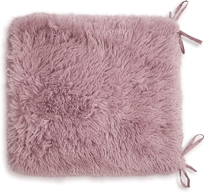 Teddy Fleece Chair Pads – Luxury Reversible Sherpa Seat Cushions with Ties, Super Soft and Fluffy Fur Chair Pads for Dining & Garden Chairs, Removable Covers