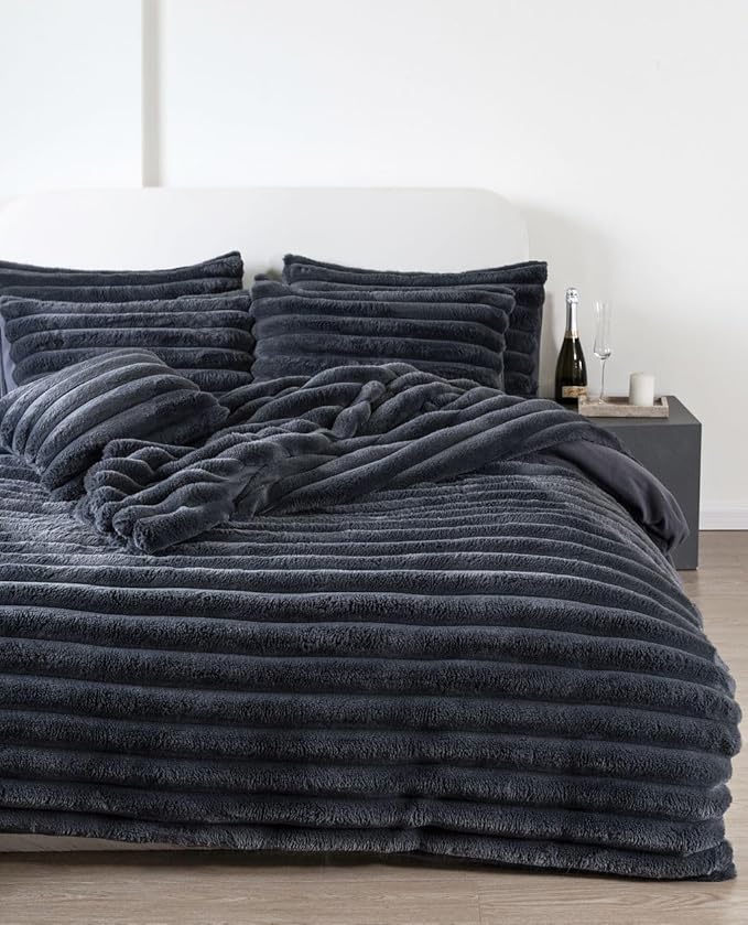 New Big Cord Teddy Fleece Thermal Duvet Cover & Pillow Case Soft Warm Set