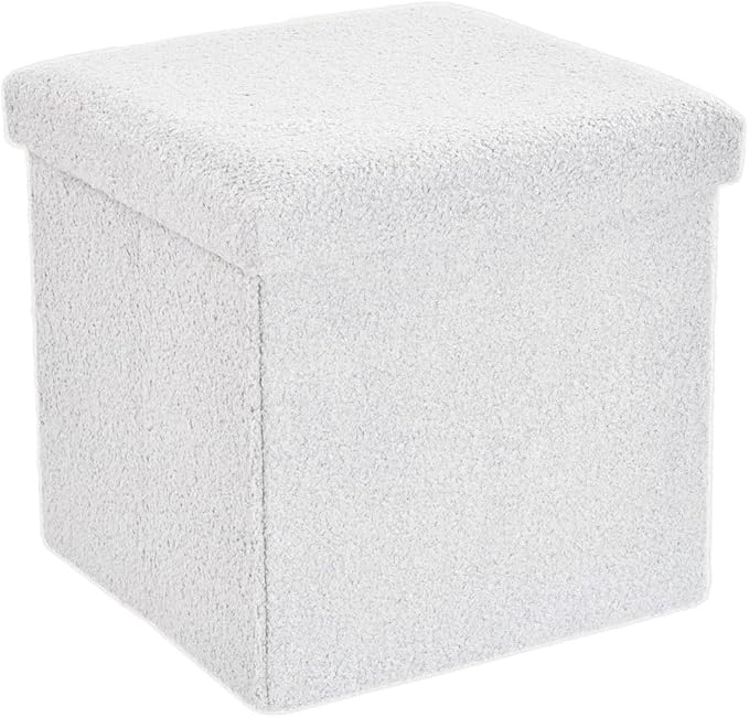 Teddy Bear Storage Box Folding Ottoman Collapsible Toys Square Chest Box
