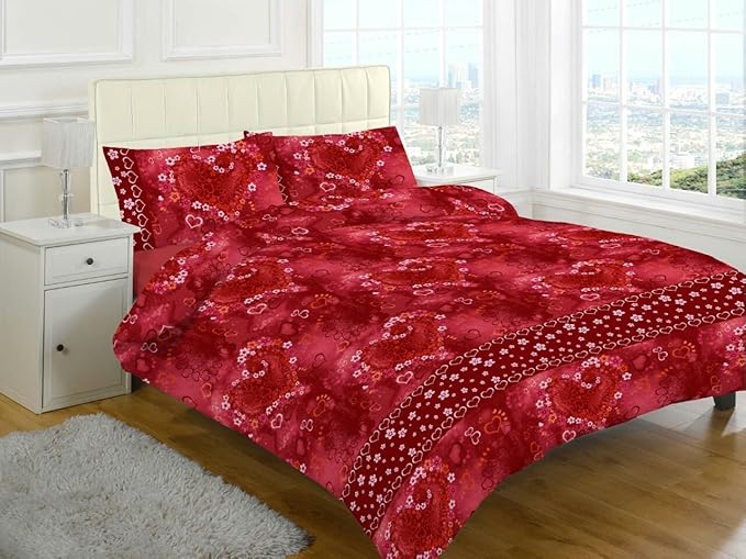 Jasmin Love Heart Flowers Floral Printed Duvet Cover Set - Soft and Durable Bedding, Elegant Floral Design, Includes Duvet Cover and Pillowcases