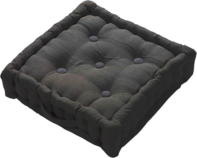 Booster Seat Cushion Pad 100% Cotton Filling Thick Cushion Seat Pads Adults Chair Armchair Garden Black 45cm x 45cm + 10cm Thickness Approximate