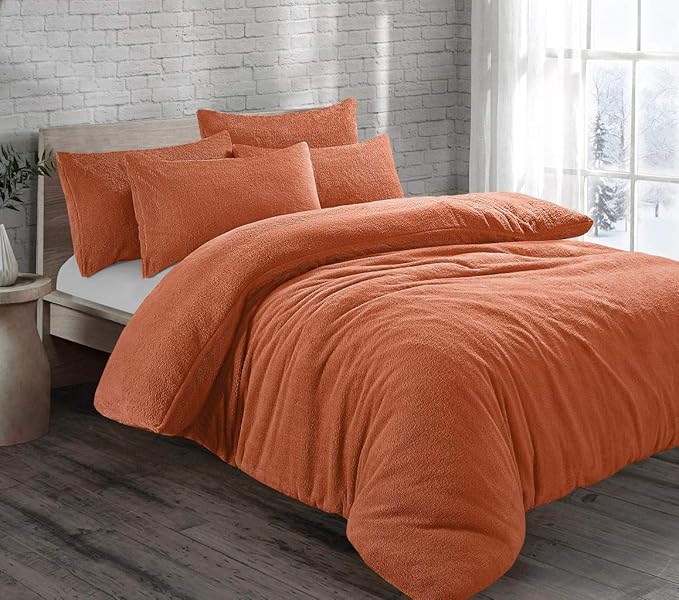 Teddy Bear Fleece Thermal Warm Cosy Soft Fur Duvet Cover Set With Pillow Cases