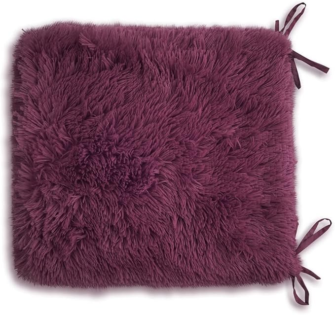 Teddy Fleece Chair Pads – Luxury Reversible Sherpa Seat Cushions with Ties, Super Soft and Fluffy Fur Chair Pads for Dining & Garden Chairs, Removable Covers