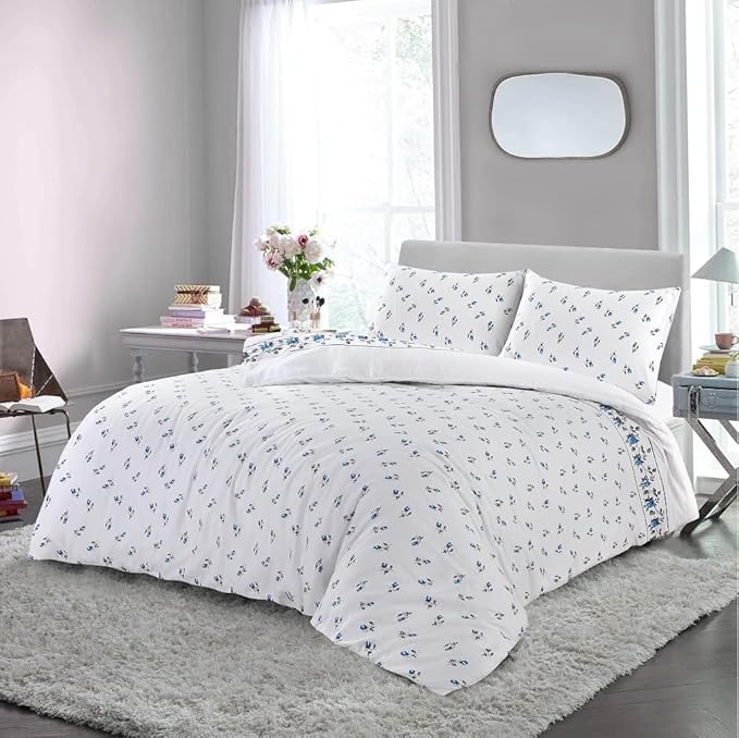 Rosebud Flannelette Duvet Quilt Cover Set Floral Thermal Flannel 100% Brushed Cotton
