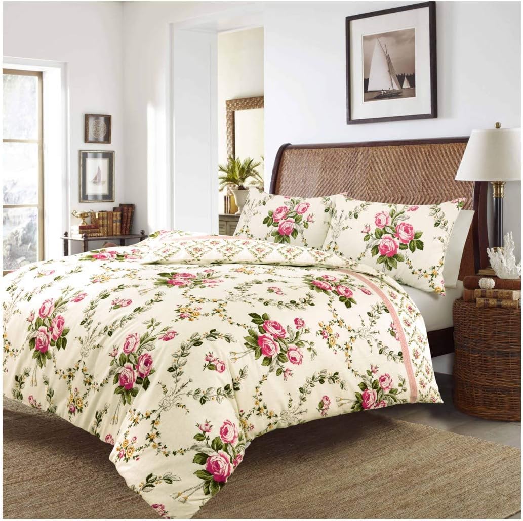 Floral Duvet Cover Set Olivia Flannelette 100% Brushed Cotton Thermal Duvet Quilt Cover Bedding Set