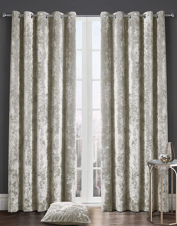Curtains Crushed Velvet luxury Eyelet Lined Curtains Thermal Insulated For Bedroom And Living Room