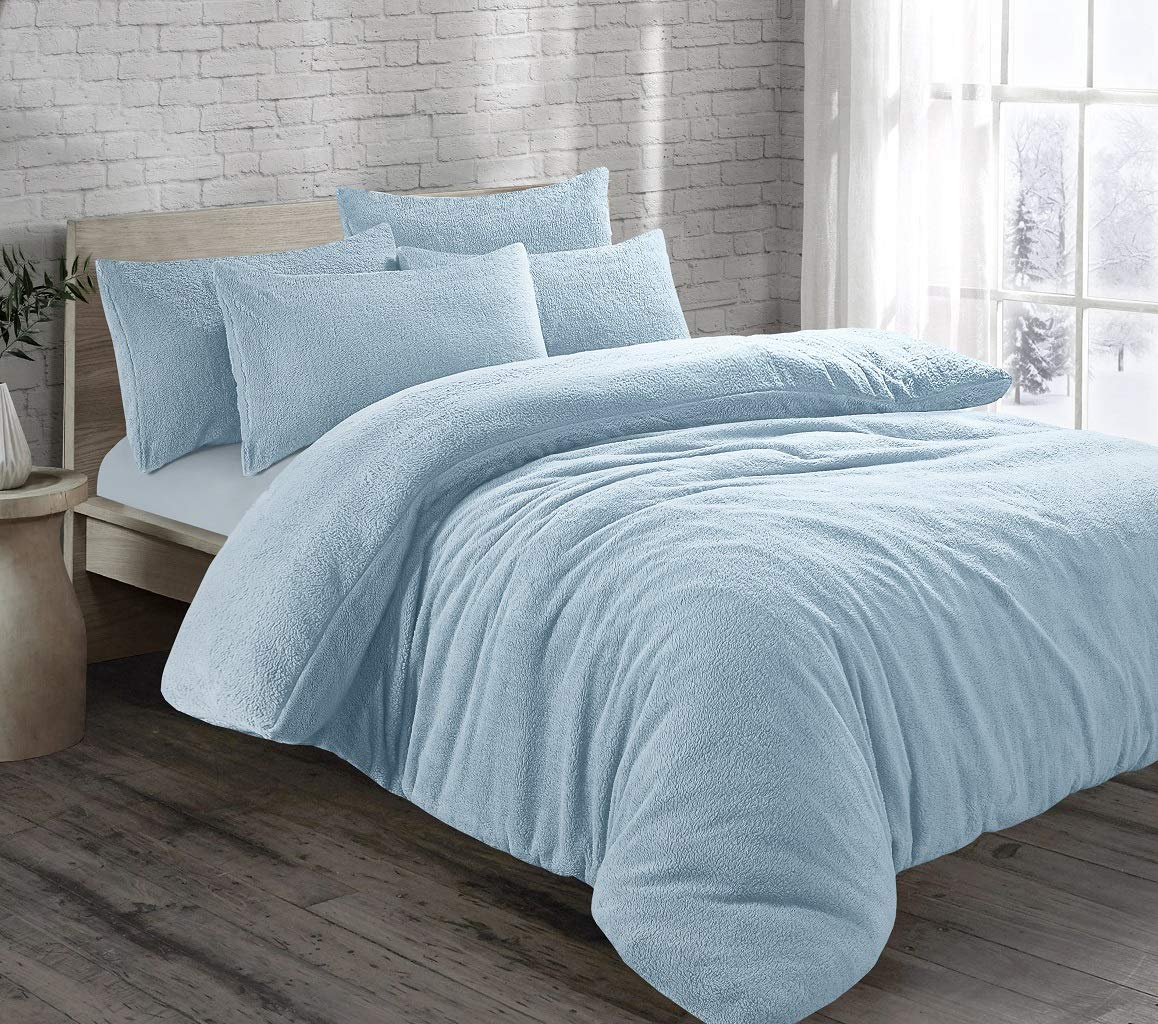 Teddy Bear Fleece Thermal Warm Cosy Soft Fur Duvet Cover Set With Pillow Cases