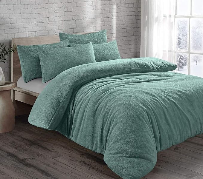 Teddy Bear Fleece Thermal Warm Cosy Soft Fur Duvet Cover Set With Pillow Cases