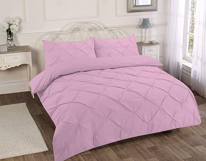 Alexandra Pintuck Pinch Pleat Duvet Cover Set - Easy Care Polycotton Bedding Set, Luxurious Pintuck Design, Soft and Durable, Includes Duvet Cover and Pillowcases