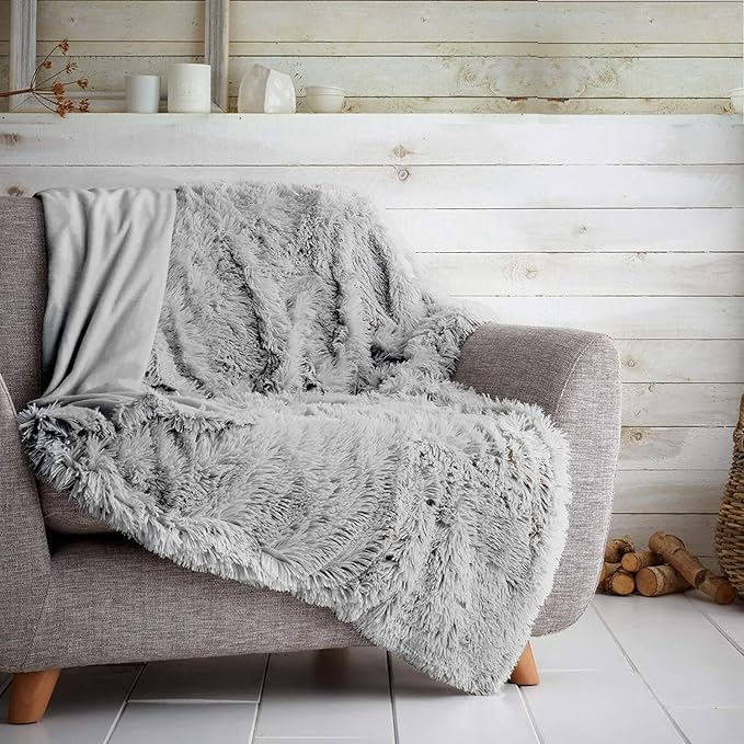 Teddy SOFT & SNUG Fur Throw Blanket With Reversible Plain Sherpa Teddy Fleece Luxury Fluffy Fur Throw Blanket 150x200cm