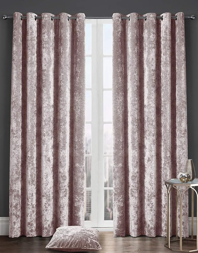 Curtains Crushed Velvet luxury Eyelet Lined Curtains Thermal Insulated For Bedroom And Living Room