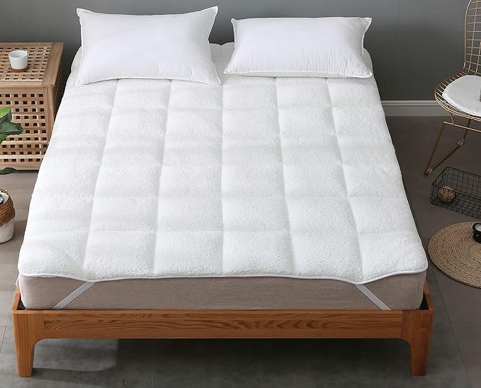 Mattress Topper Teddy Sherpa Fleece Warm Winter Teddy Bear Fleece Super Soft Hotel Quality Box Stitching With Piped Edge Mattress Bed Topper