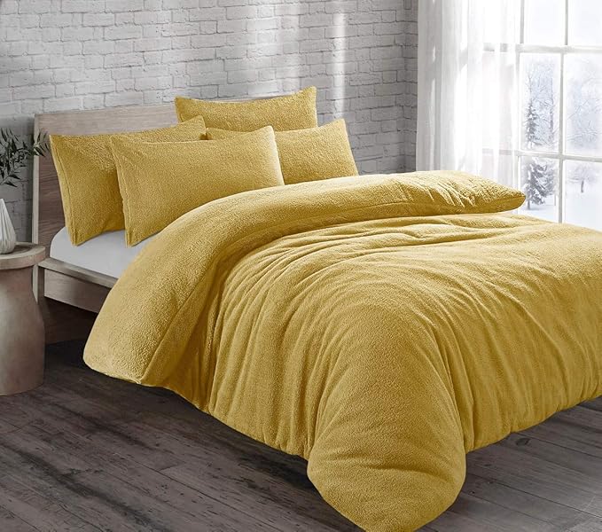 Teddy Bear Fleece Thermal Warm Cosy Soft Fur Duvet Cover Set With Pillow Cases