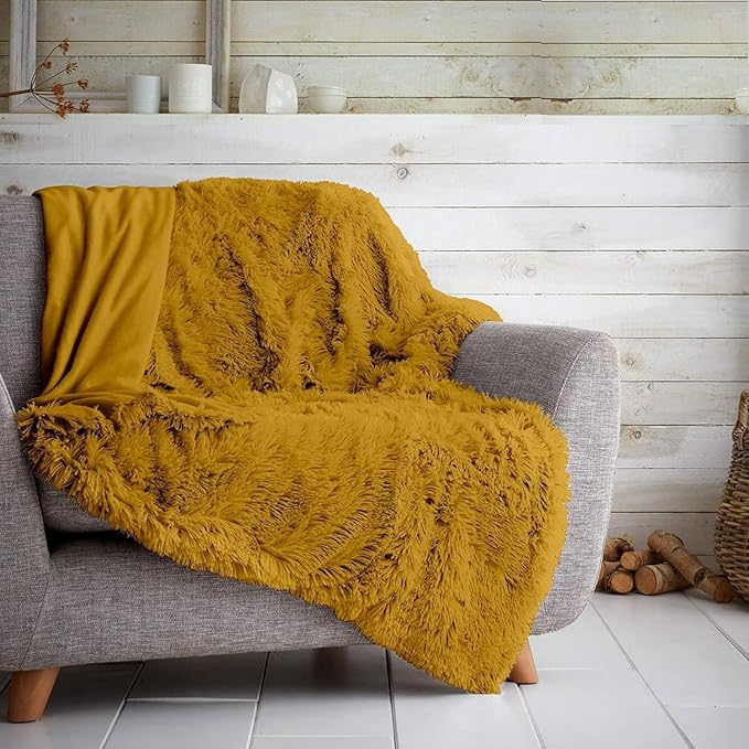 Teddy SOFT & SNUG Fur Throw Blanket With Reversible Plain Sherpa Teddy Fleece Luxury Fluffy Fur Throw Blanket 150x200cm