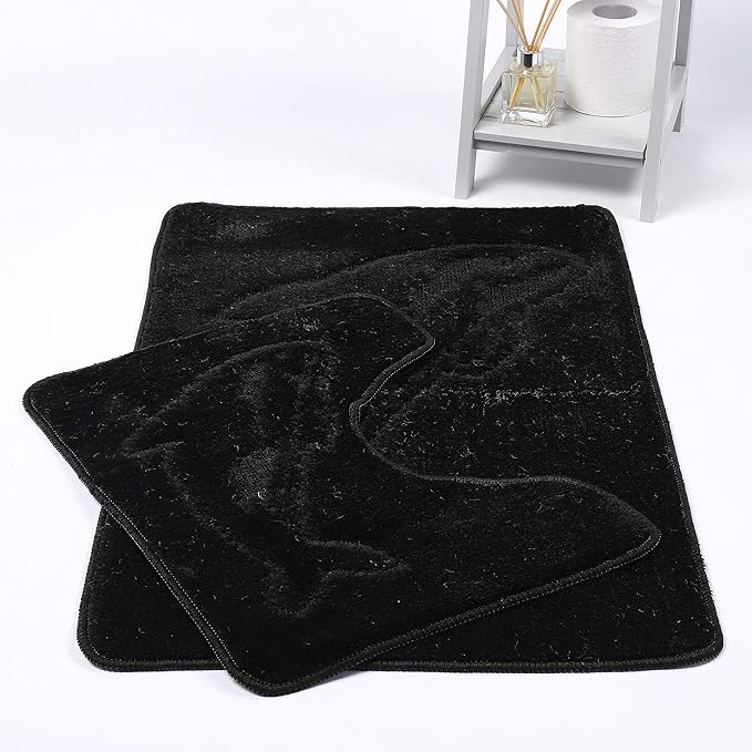 Dolphin Bath Mats Non Slip Bathroom Mats 2 Piece Pedestal and Bath Mat Set Toilet Bathroom Rug