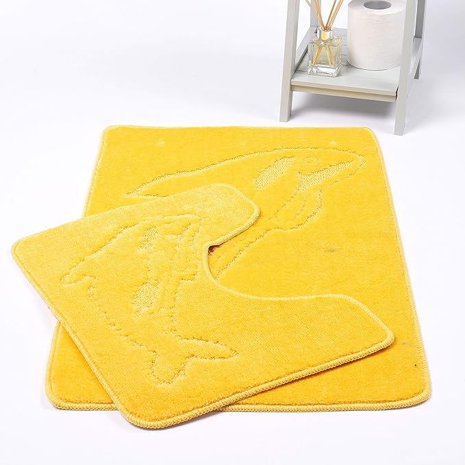 Dolphin Bath Mats Non Slip Bathroom Mats 2 Piece Pedestal and Bath Mat Set Toilet Bathroom Rug