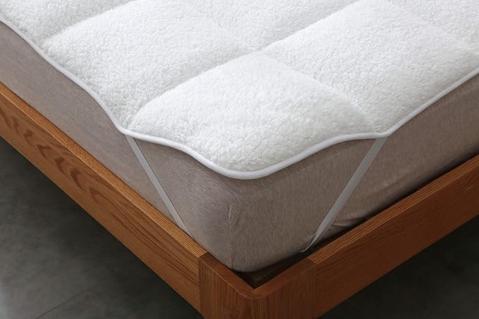 Mattress Topper Teddy Sherpa Fleece Warm Winter Teddy Bear Fleece Super Soft Hotel Quality Box Stitching With Piped Edge Mattress Bed Topper
