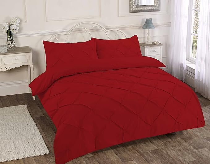 Alexandra Pintuck Pinch Pleat Duvet Cover Set - Easy Care Polycotton Bedding Set, Luxurious Pintuck Design, Soft and Durable, Includes Duvet Cover and Pillowcases