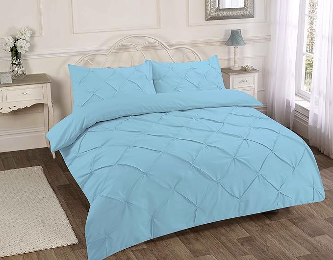 Alexandra Pintuck Pinch Pleat Duvet Cover Set - Easy Care Polycotton Bedding Set, Luxurious Pintuck Design, Soft and Durable, Includes Duvet Cover and Pillowcases