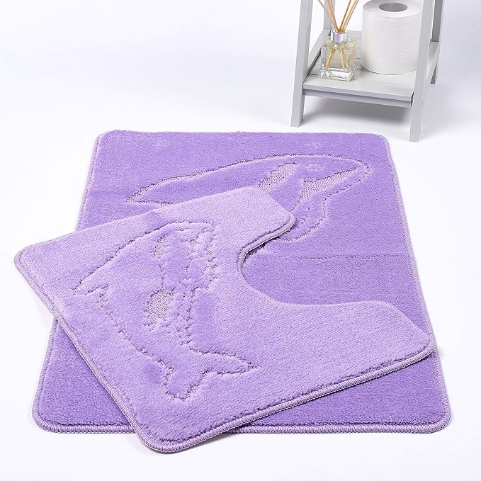 Dolphin Bath Mats Non Slip Bathroom Mats 2 Piece Pedestal and Bath Mat Set Toilet Bathroom Rug