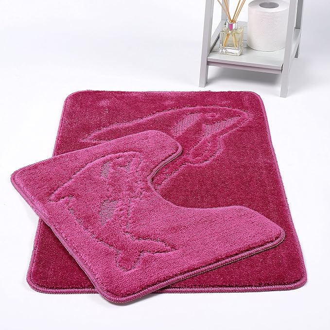 Dolphin Bath Mats Non Slip Bathroom Mats 2 Piece Pedestal and Bath Mat Set Toilet Bathroom Rug