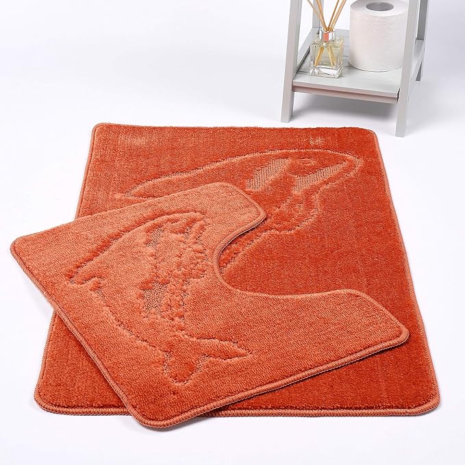 Dolphin Bath Mats Non Slip Bathroom Mats 2 Piece Pedestal and Bath Mat Set Toilet Bathroom Rug
