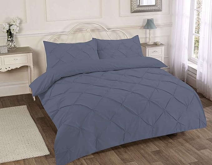 Alexandra Pintuck Pinch Pleat Duvet Cover Set - Easy Care Polycotton Bedding Set, Luxurious Pintuck Design, Soft and Durable, Includes Duvet Cover and Pillowcases