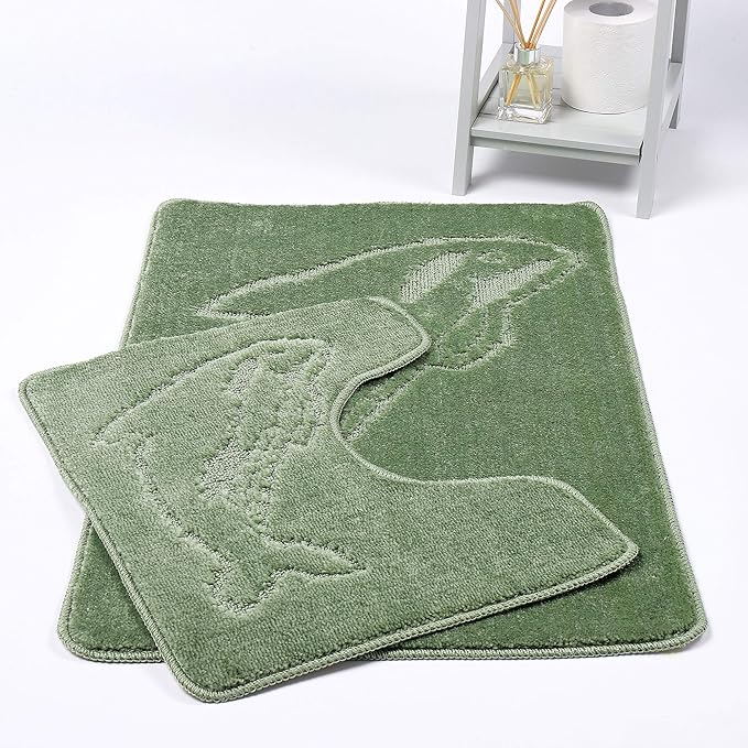 Dolphin Bath Mats Non Slip Bathroom Mats 2 Piece Pedestal and Bath Mat Set Toilet Bathroom Rug