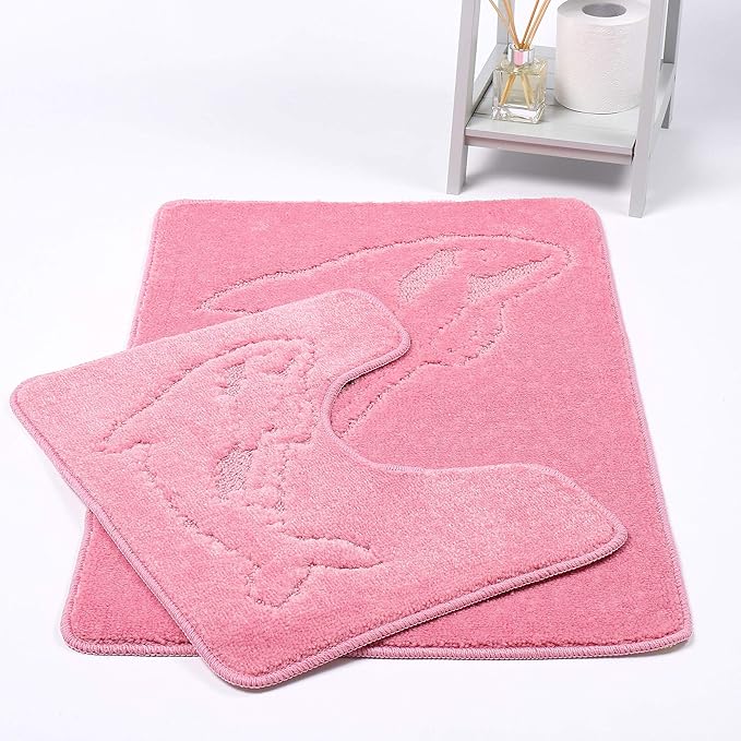 Dolphin Bath Mats Non Slip Bathroom Mats 2 Piece Pedestal and Bath Mat Set Toilet Bathroom Rug