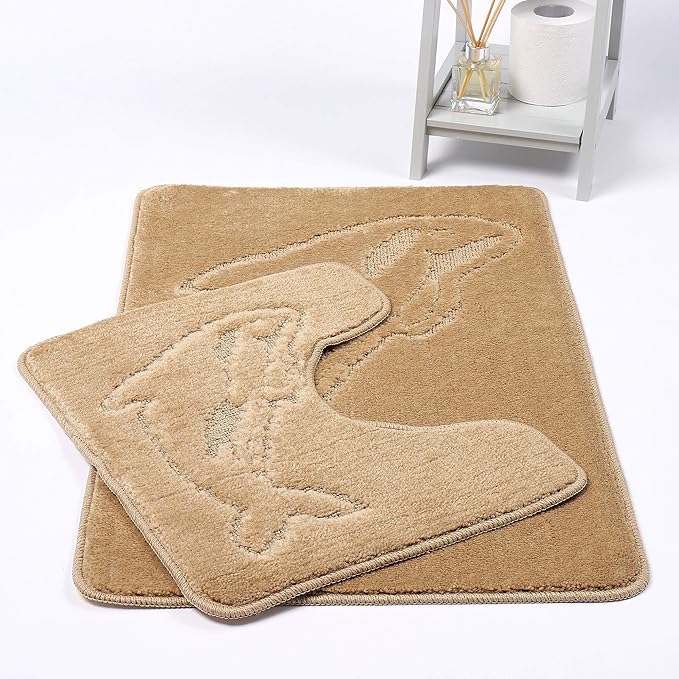 Dolphin Bath Mats Non Slip Bathroom Mats 2 Piece Pedestal and Bath Mat Set Toilet Bathroom Rug