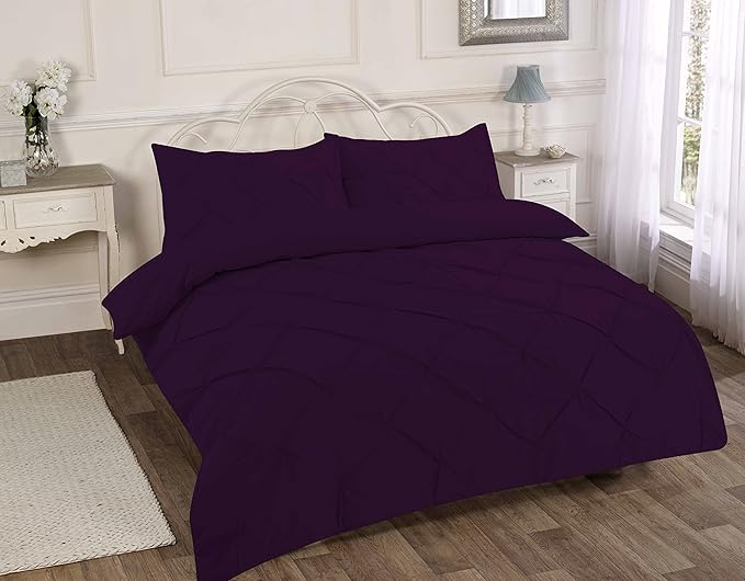 Alexandra Pintuck Pinch Pleat Duvet Cover Set - Easy Care Polycotton Bedding Set, Luxurious Pintuck Design, Soft and Durable, Includes Duvet Cover and Pillowcases