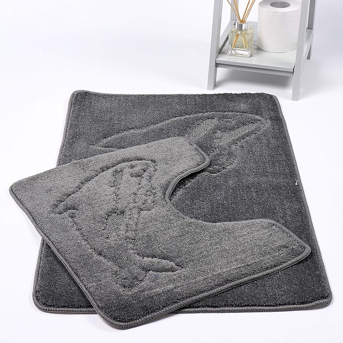 Dolphin Bath Mats Non Slip Bathroom Mats 2 Piece Pedestal and Bath Mat Set Toilet Bathroom Rug