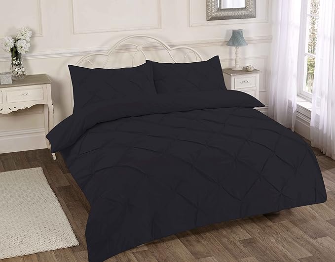 Alexandra Pintuck Pinch Pleat Duvet Cover Set - Easy Care Polycotton Bedding Set, Luxurious Pintuck Design, Soft and Durable, Includes Duvet Cover and Pillowcases