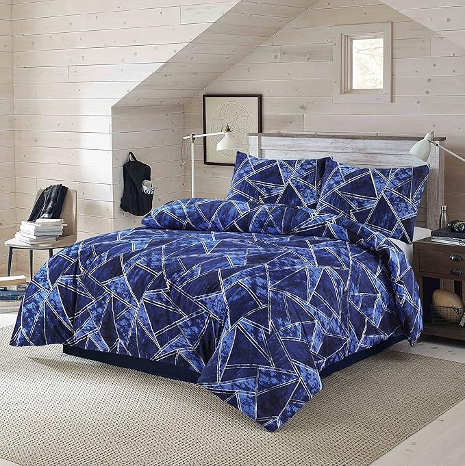 Jaxon Geometric Triangles Reversible Easy Care Printed Duvet Cover Bedding Set