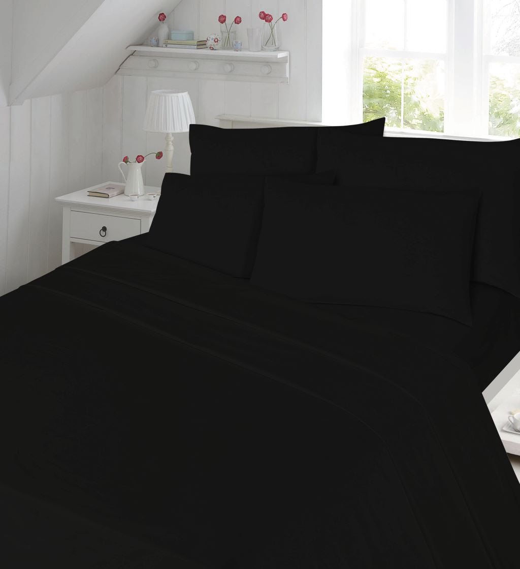 Flat Sheet 180 Thread Count Rich Percale Non Iron Bed Linen Soft Polycotton Blend Plain Dyed Flat Bed Sheets