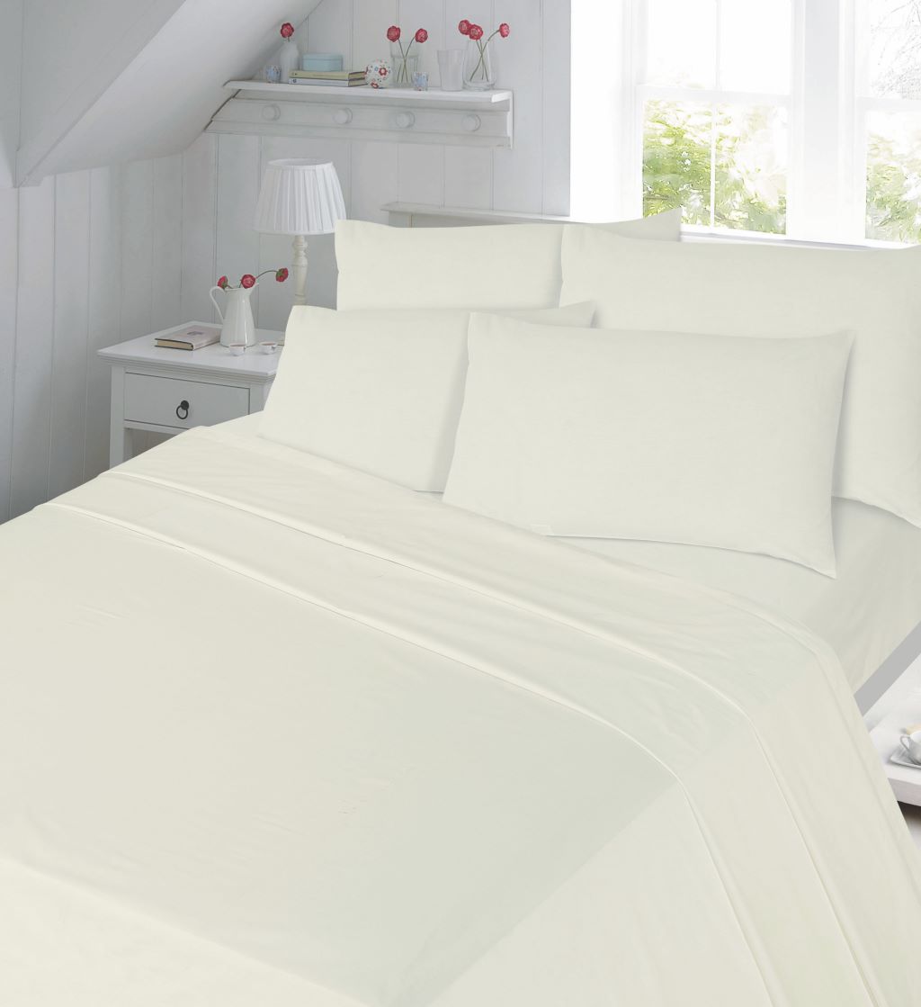 Flat Sheet 180 Thread Count Rich Percale Non Iron Bed Linen Soft Polycotton Blend Plain Dyed Flat Bed Sheets